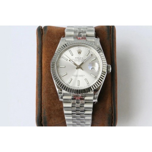 Rolex DateJust 41 126334 VRF 1:1 Best Edition 904L Steel White Dial Stick Markers on SS Jubilee Bracelet A3235