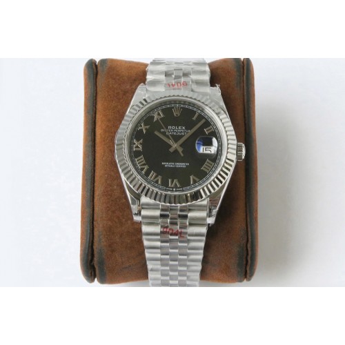 Rolex DateJust 41 126334 VRF 1:1 Best Edition 904L Steel Black Dial Roman Markers on SS Jubilee Bracelet A3235
