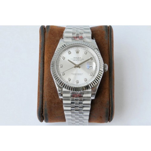 Rolex DateJust 41 126334 VRF 1:1 Best Edition 904L Steel White Dial Diamonds Markers on SS Jubilee Bracelet A3235