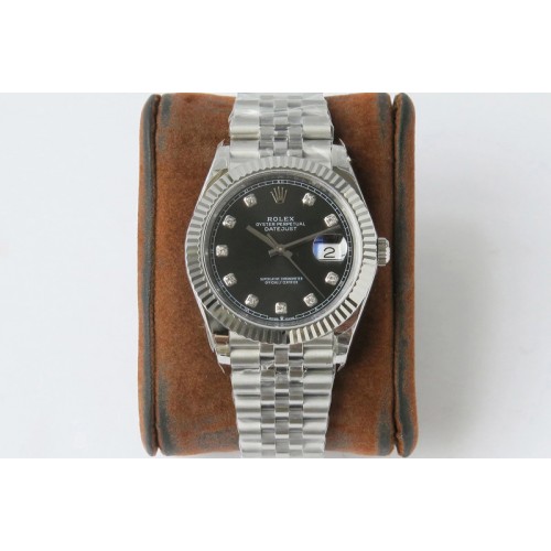 Rolex DateJust 41 126334 VRF 1:1 Best Edition 904L Steel Black Dial Diamonds Markers on SS Jubilee Bracelet A3235 Rolex DateJust 41 126334 VRF 1:1 Best Edition 904L Steel Black Dial Diamonds Markers on SS Jubilee Bracelet A3235