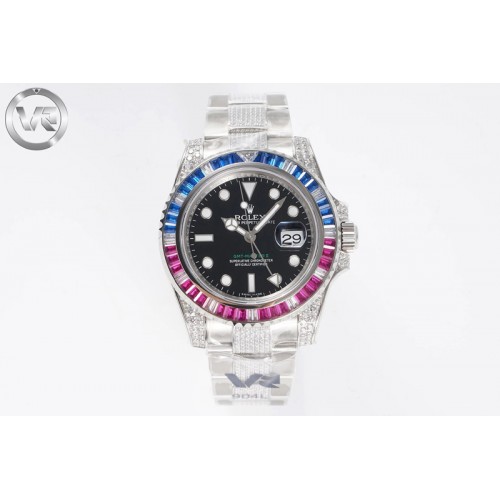 Rolex GMT Master II 126710 Red/Blue T Crystal VRF Best Edition Black Dial On SS/Paved Crystal Bracelet 3186 CHS Rolex GMT Master II 126710 Red/Blue T Crystal VRF Best Edition Black Dial On SS/Paved Crystal Bracelet 3186 CHS