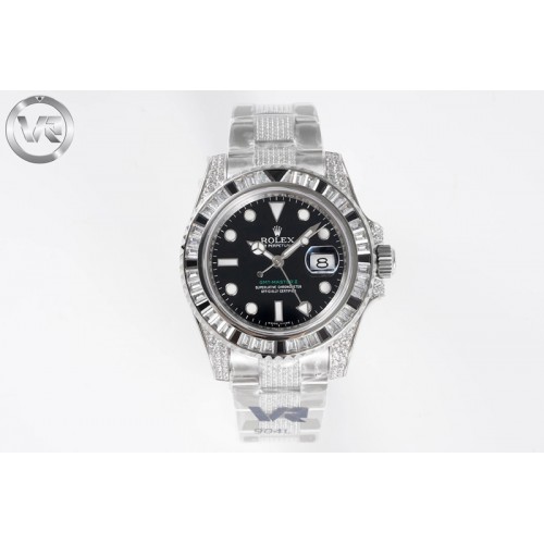 Rolex GMT Master II 126710 White/Black T CrystalVRF Best Edition Black Dial On SS/Paved CrystalBracelet 3186 CHS Rolex GMT Master II 126710 White/Black T CrystalVRF Best Edition Black Dial On SS/Paved CrystalBracelet 3186 CHS