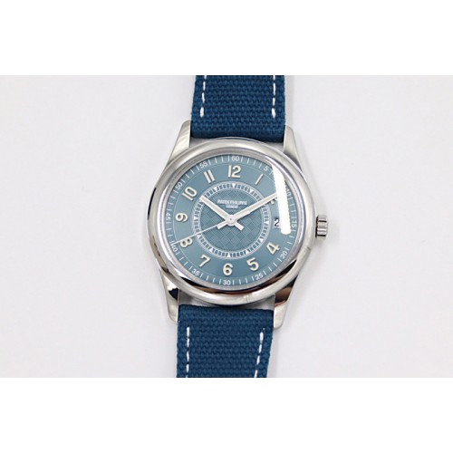 Patek Philippe Calatrava 6007A-001 SS ZF 1:1 Best Edition Blue Dial on Blue Leather Strap A324CS