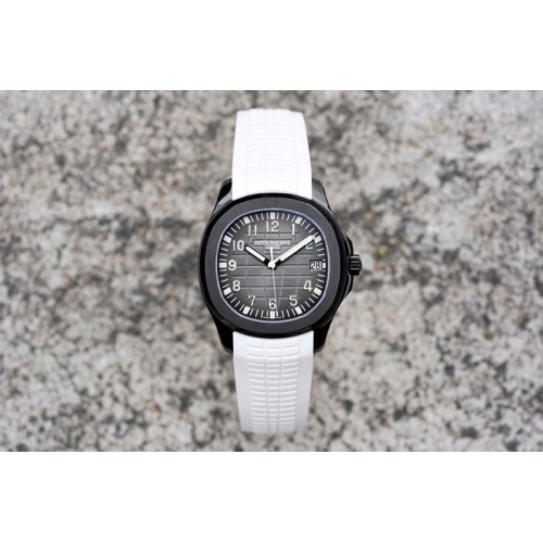 Patek Philippe Aquanaut Jumbo 5167A DLC ZF 1:1 Best Edition Black Dial on White Rubber Strap 324CS(Free Box)