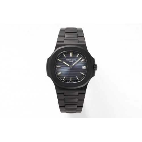 Patek Philippe Nautilus Jumbo 5711 Super Replication DLC PPF 1:1 Best Edition Blue Textured Dial on DLC Bracelet PPF324