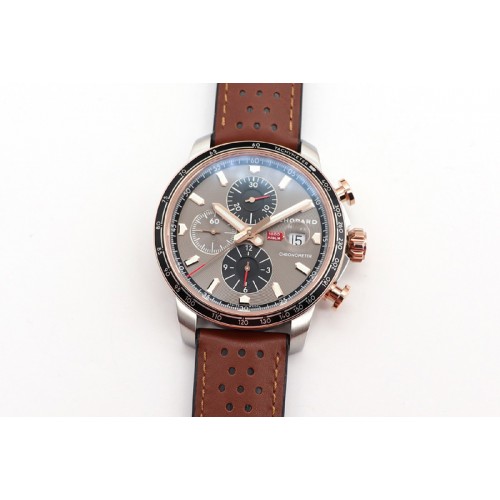 Chopard Mille Miglia 168571 SS/RG V7F 1:1 Best Edition Gray Dial On Brown Gummy Strap A7750 to Cal.107179