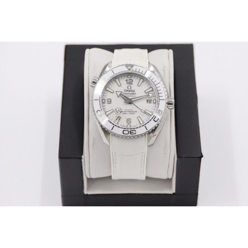 Omega Planet Ocean 39.5mm Olympic Games SS VSF 1:1 Best Edition White Dial on White Rubber Strap A8800