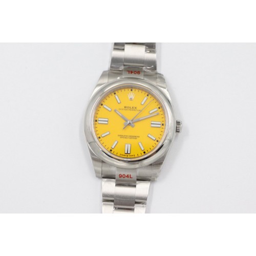 Rolex Oyster Perpetual 41mm 124300 EWF Best Edition Yellow Dial on SS Bracelet A3230