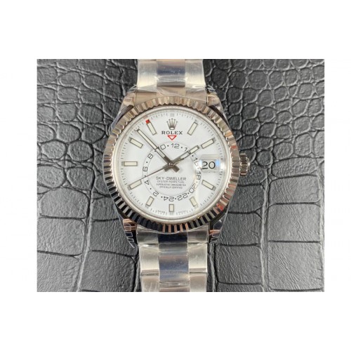 Rolex Sky-Dweller 326934 SS Noob 1:1 Best Edition White Dial on SS Bracelet A23J
