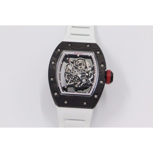 Richard Mille RM055 NTPT KVF Best Edition Skeleton Dial White Crown on White Rubber Strap MIYOTA8215 V3