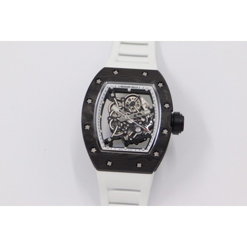 Richard Mille RM055 NTPT KVF Best Edition Skeleton Dial White Crown on White Rubber Strap MIYOTA8215 V3