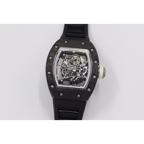 Richard Mille RM055 NTPT KVF Best Edition Skeleton Dial White Crown on Black Rubber Strap MIYOTA8215 V3