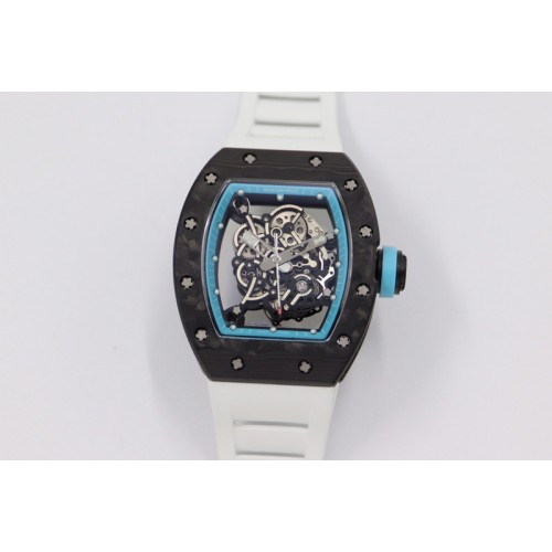 Richard Mille RM055 NTPT KVF Best Edition Skeleton Dial Blue on White Rubber Strap MIYOTA8215 V3