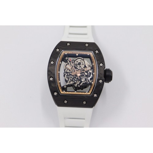 Richard Mille RM055 NTPT KVF Best Edition Skeleton Dial Gold on White Rubber Strap MIYOTA8215 V3