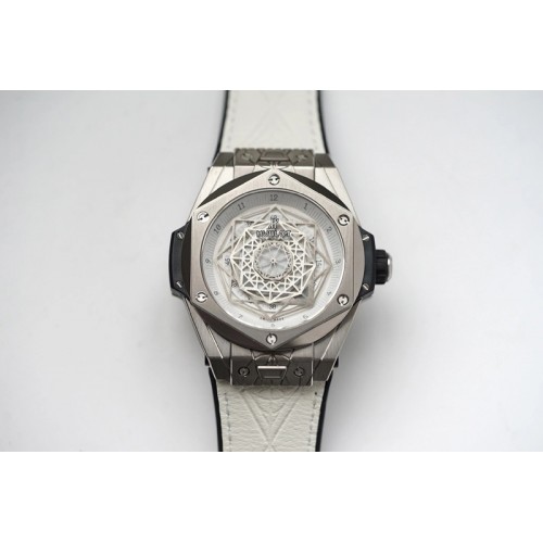 Hublot Big Bang Unico Sang Bleu Titanium HBF Skeleton Dial on White Gummy Strap HUB1213