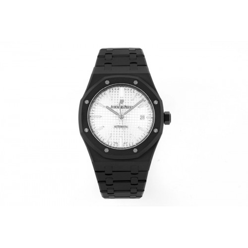 Audemars Piguet Royal Oak 41mm 15400 DLC ZF 1:1 Best Edition White Textured Dial on SS Bracelet A3120 (Free Box)