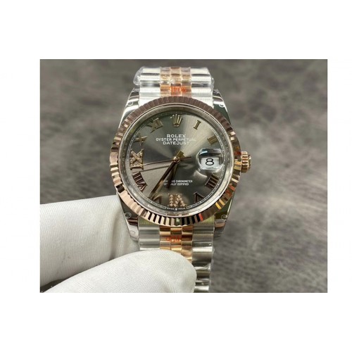 Rolex DateJust 36 SS/RG 126231 EWF 1:1 Best Edition Gray Dial Roman Markers on Jubilee Bracelet A3235