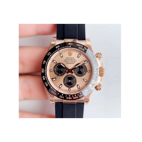Rolex Daytona 116515 Noob 1:1 Best Edition RG Dial on Black Rubber Strap SA4130 (Free Extra Strap) V3