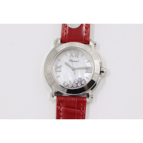 Chopard Happy Sport Mini SS ZF MOP Dial on Red Leather Strap Swiss ETA 955.112