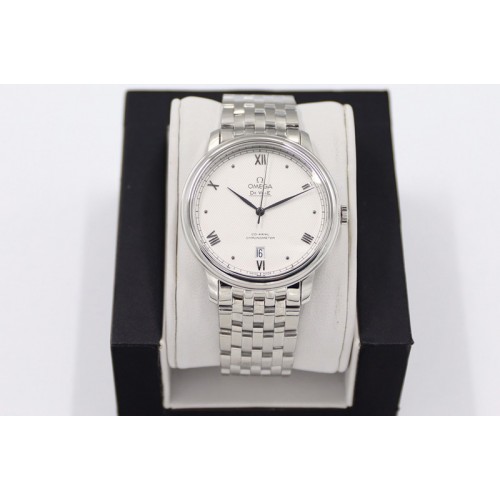 Omega De Ville SS V8F 1:1 Best Edition White Textured dial on SS Bracelet A2892