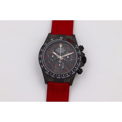 Rolex Daytona DIW Carbon OMF Best Edition DIW Carbon Dial Black Subdial on Black Nylon Strap A4130