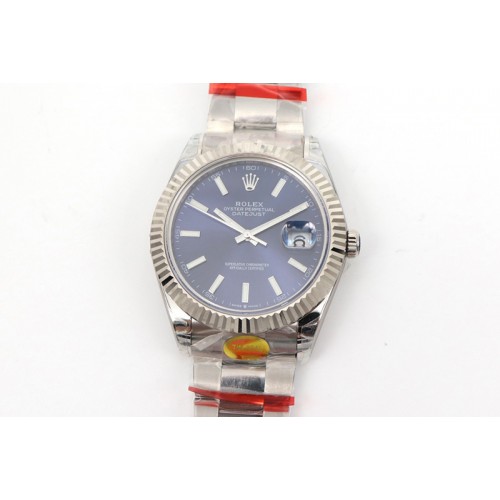 Rolex DateJust 41 126334 SS TW 1:1 Best Edition Blue Dial Stick Markers on Oyster Bracelet A3135 Clone