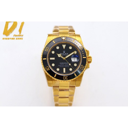 Rolex Submariner 116618 LN D1F Best Edition YG Wrapped Black Dial on YG Wrapped Bracelet A2836