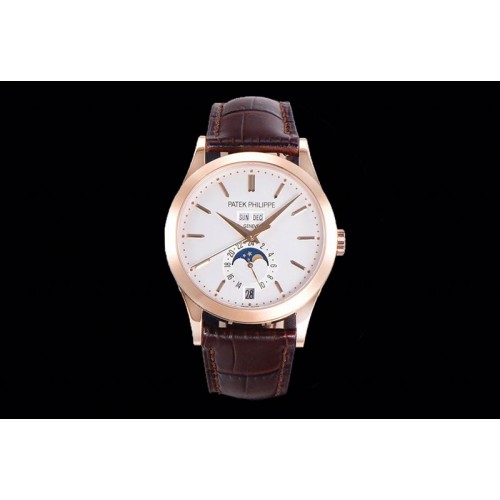 Patek Philippe Annual Calendar Complications 5396 RG GRF Best Edition White dial on Brown leather strap A324
