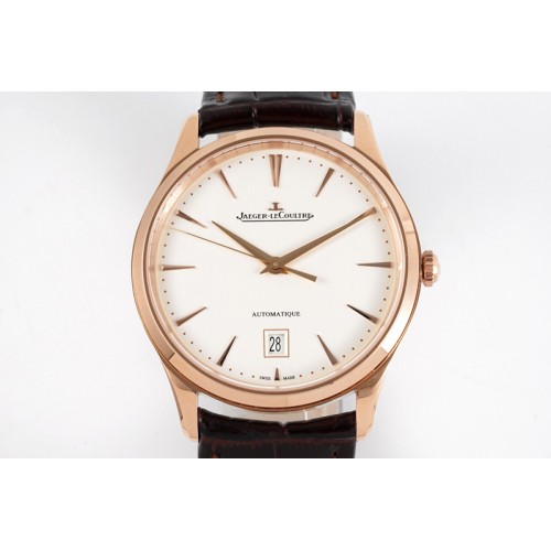 Jaeger-LeCoultre Master 1288420 RG ZF 1:1 Best Edition Ivory White Dial on Brown Leather Strap A899/1