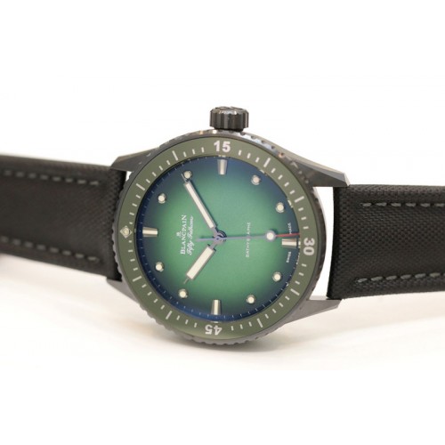 Blancpain Fifty Fathoms Bathyscaphe Ceramic GF 1:1 Best Edition Green Dial on Black Sail-Canvas Strap A1315