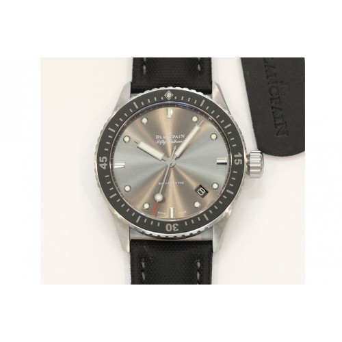 Blancpain Fifty Fathoms Bathyscaphe SS GF 1:1 Best Edition Gray Dial on Black Sail-Canvas Strap A1315