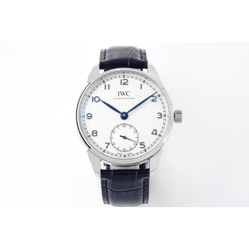 IWC Portuguese IW358304 ZF 1:1 Best Edition SS White Dial Blue Markers on Blue Leather Strap A82200