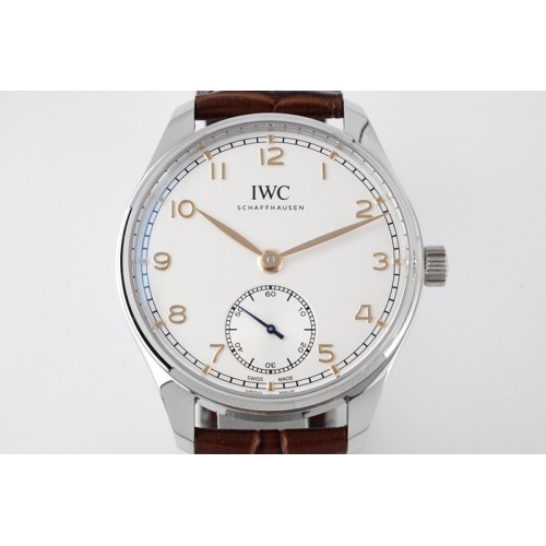 IWC Portuguese IW358303 ZF 1:1 Best Edition SS White Dial RG Markers on Brown Leather Strap A82200