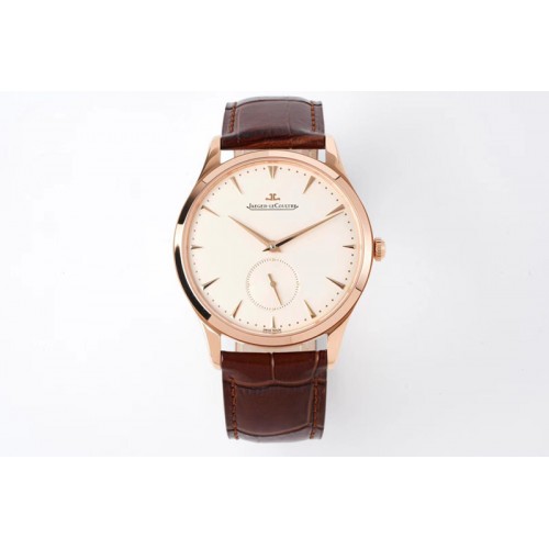 Jaeger-LeCoultre Master Ultra Thin Small Second RG ZF 1:1 Best Edition White Dial on Brown Leather Strap A896