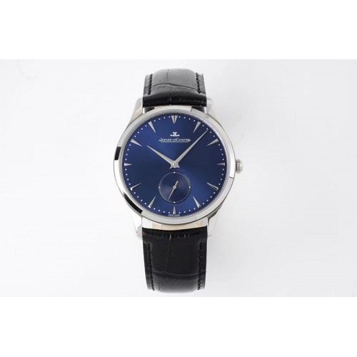 Jaeger-LeCoultre Master Ultra Thin Small Second SS ZF 1:1 Best Edition Blue Dial on Black Leather Strap A896