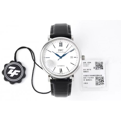 IWC IW356519 '150 Years' Portofino Automatic SS ZF 1:1 Best Edtiion White Dial on Black Croco Strap M9019