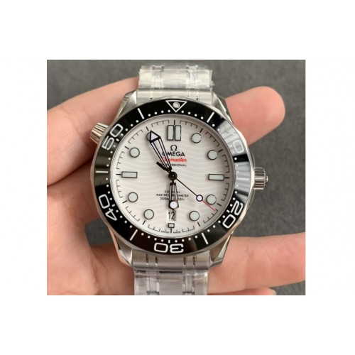 Omega Seamaster Diver 300M ORF 1:1 Best Edition Black Ceramic White Dial on SS Bracelet A8800