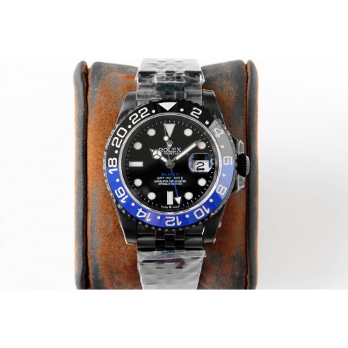 Rolex GMT Master II Black/Blue Ceramic DLC GSF Best Edition Black Dial on DLC Jubilee Bracelet A3186 Rolex GMT Master II Black/Blue Ceramic DLC GSF Best Edition Black Dial on DLC Jubilee Bracelet A3186