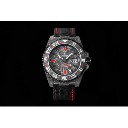 Rolex GMT DIW Carbon OMF Best Edition Black/Red Black Dial on Black Nylon Strap SA3186 CHS