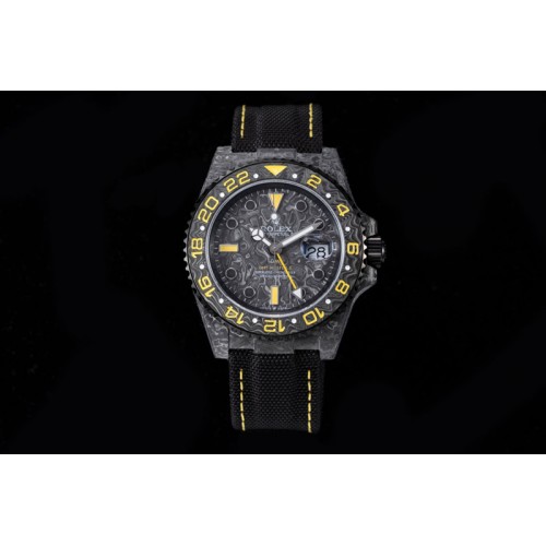 Rolex GMT DIW Carbon OMF Best Edition Black/Yellow Black Dial on Black Nylon Strap SA3186 CHS Rolex GMT DIW Carbon OMF Best Edition Black/Yellow Black Dial on Black Nylon Strap SA3186 CHS