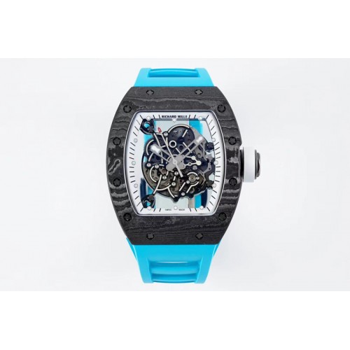 Richard Mille RM055 Real NTPT ZF 1:1 Best Edition Skeleton White Dial on Blue Rubber Strap NH05A V3