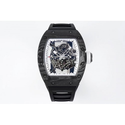 Richard Mille RM055 Real NTPT ZF 1:1 Best Edition Skeleton White Dial on Black Rubber Strap NH05A V3