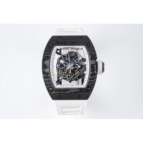 Richard Mille RM055 Real NTPT ZF 1:1 Best Edition Skeleton White Dial on White Rubber Strap NH05A V3