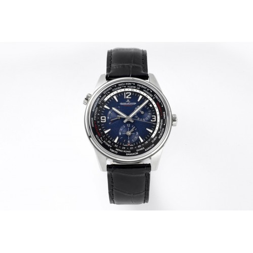 Jaeger-LeCoultre Polaris Geographic SS ZF 1:1 Best Edition Blue Textured Dial on Black Leather Strap A936