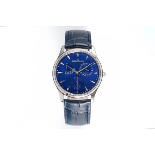 Jaeger-LeCoultre Master Ultra Thin R�serve de Marche SS ZF 1:1 Best Edition Blue Dial on Blue Leather Strap SA938 V3