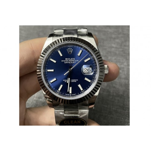 Rolex DateJust 41 126334 Clean 1:1 Best Edition 904L Steel Blue Stick Dial on Jubilee Bracelet VR3235