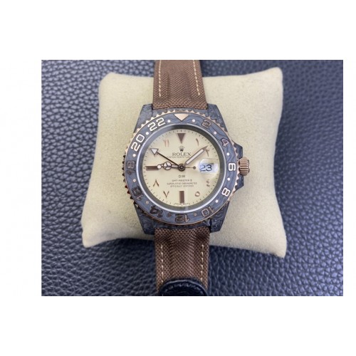 Rolex GMT DIW Carbon 1:1 Best Edition Yellow Dial on Brown Nylon Strap VR3186 CHS Rolex GMT DIW Carbon 1:1 Best Edition Yellow Dial on Brown Nylon Strap VR3186 CHS