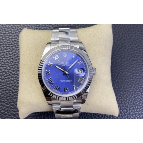 Rolex Datejust 41 SS 904L Steel Clean 1:1 Best Edition Blue Roman Dial on Oyster Bracelet VR3235
