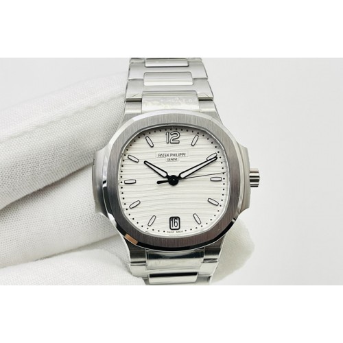 Patek Philippe Nautilus 7118 Ladies 3KF 1:1 Best Edition White Dial on SS Bracelet A324 Super Clone