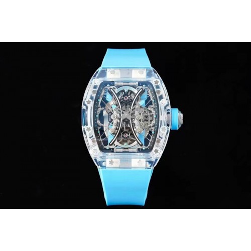 Richard Mille  RM 53-01 Transparent Case Real Tourbillon Pablo Mac Donough RMT Best Edition on Blue Rubber Strap